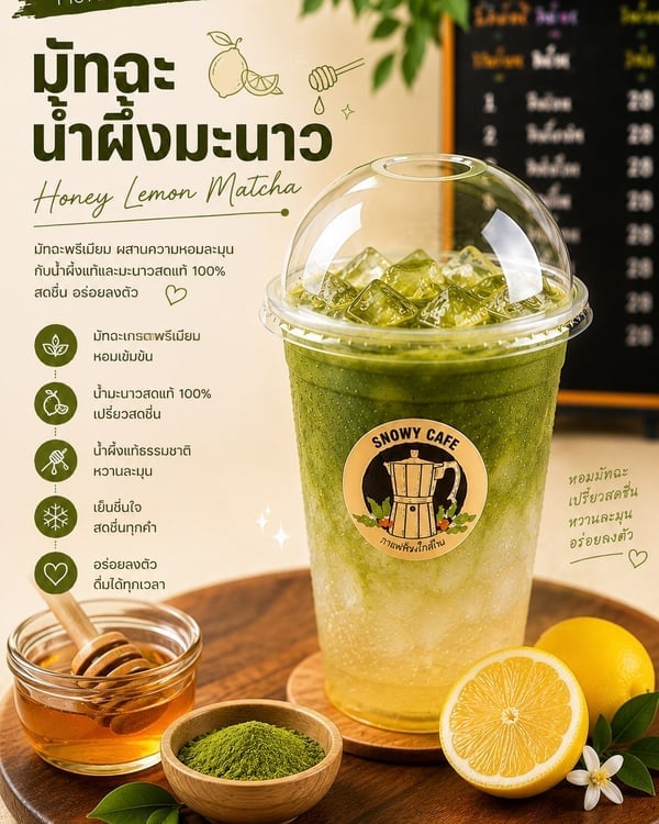 มัทฉะน้ำผึ้งมะนาว (Honey Lemon Matcha)