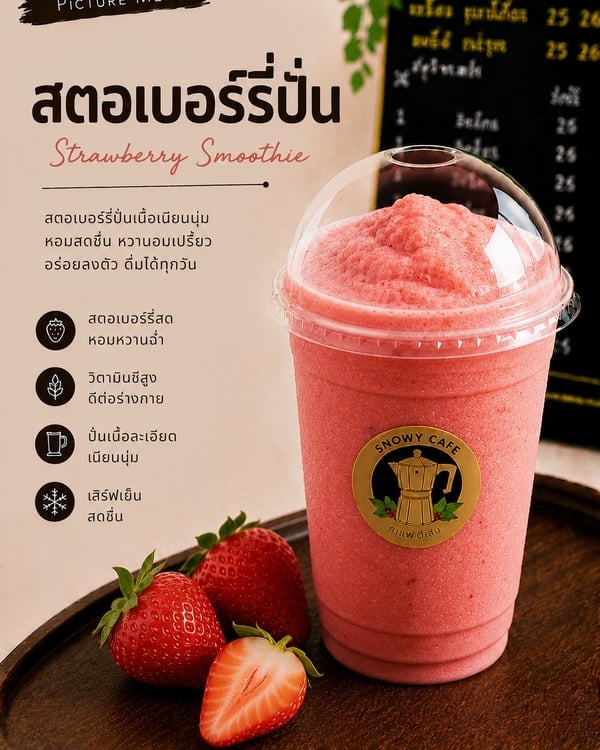 สตอเบอร์รี่ปั่น (Strawberry Smoothie)