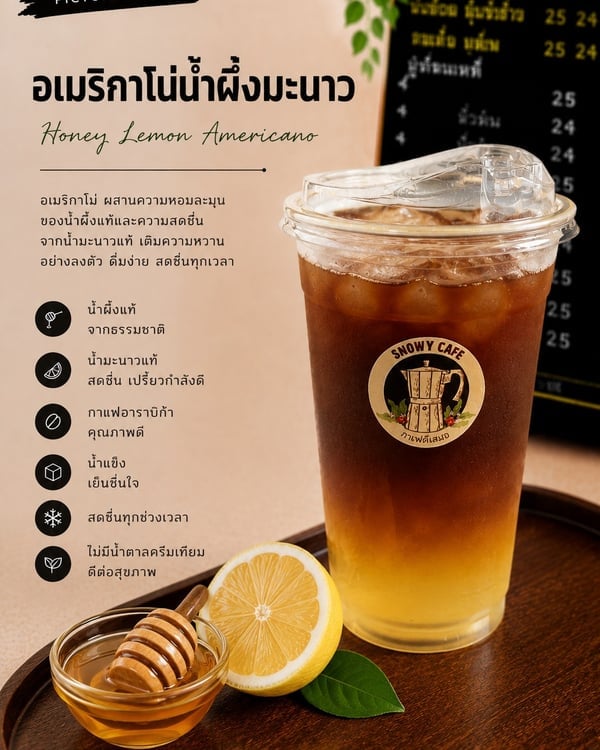 อเมริกาโน่น้ำผึ้งมะนาว (Honey Lemon Americano)
