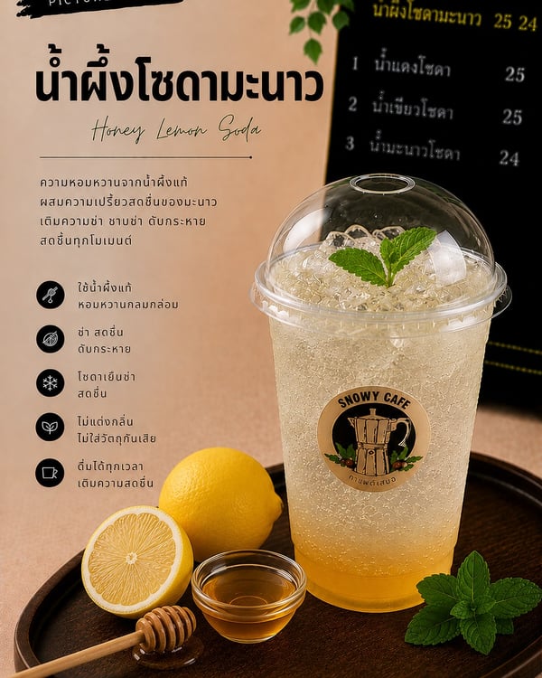 น้ำผึ้งโซดามะนาว (Honey Lemon Soda)