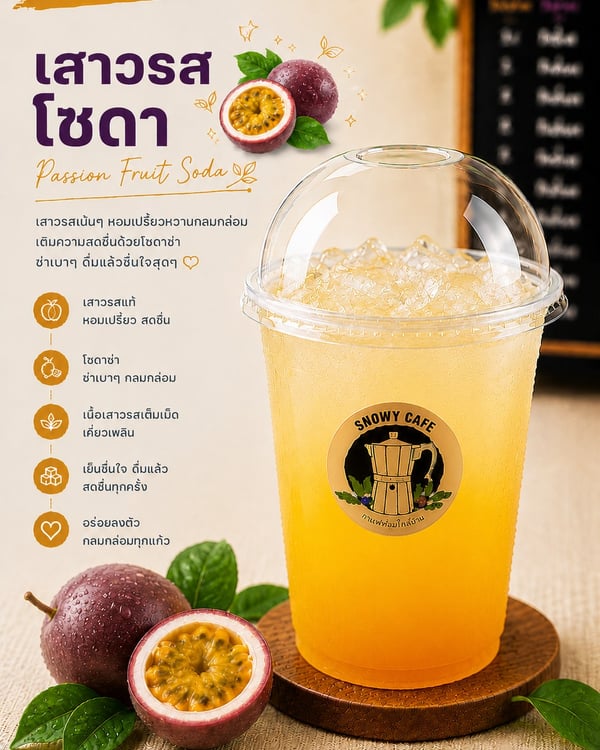 เสาวรสโซดา (Passion Fruit Soda)