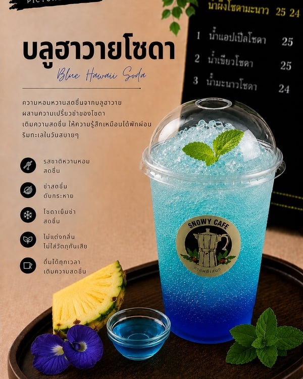บลูฮาวายโซดา (Blue Hawaii Soda)