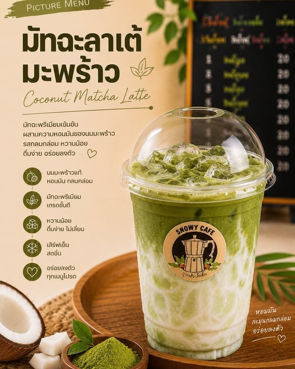 มัทฉะลาเต้มะพร้าว (Coconut Matcha Latte)